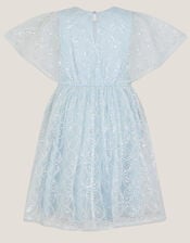 Ahanna Flutter Sleeve Sequin Party Dress, Blue (PALE BLUE), large
