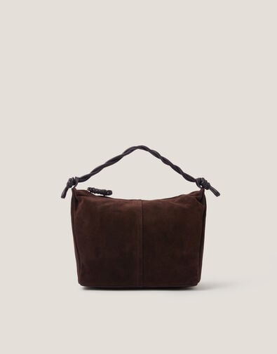 Beth Twist Handle Suede Bag, , large