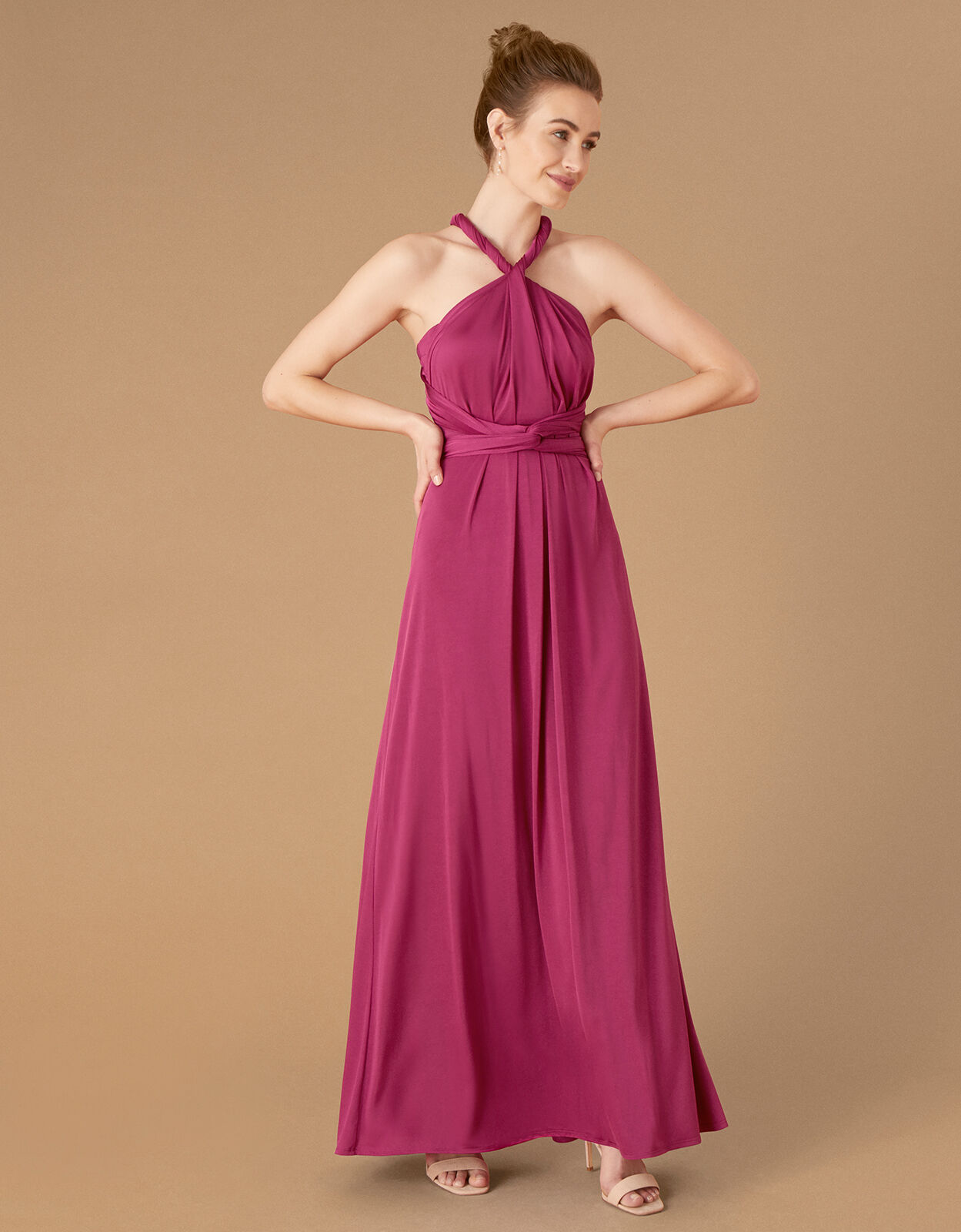 Monsoon pink top bridesmaid dress