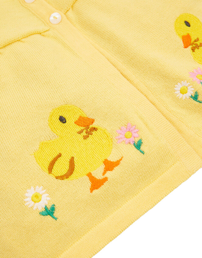 Newborn Embroidered Chick Cardigan, Yellow (YELLOW), large