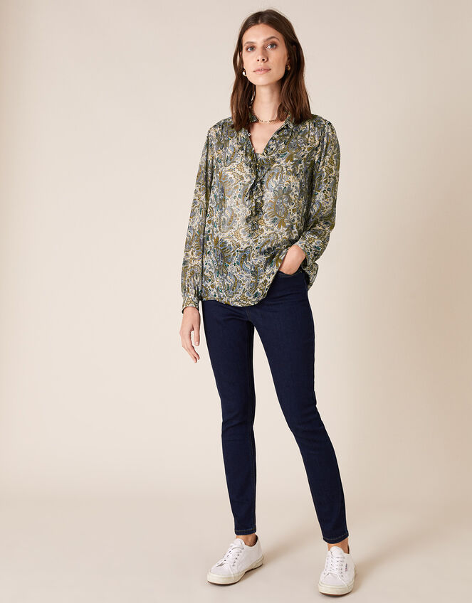 Paisley Print Blouse, Ivory (IVORY), large