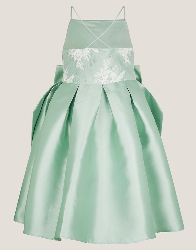 Juniper Satin Lace Bow Bridesmaid Dress, Green (SAGE), large