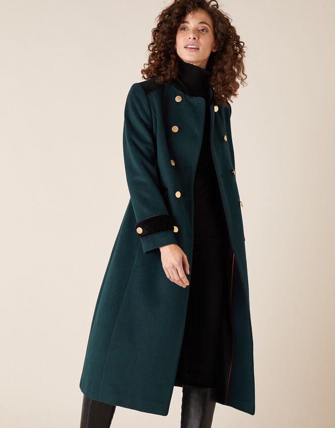 Maddie Military Coat in Wool Blend Green | Women's Coats | Monsoon Global.