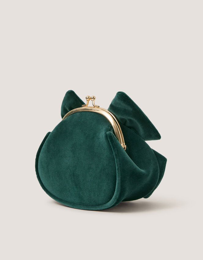 Velvet Bow Clip Frame Bag, Green (GREEN), large