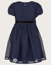 Fancy Textured Dress	, Blue (NAVY), large