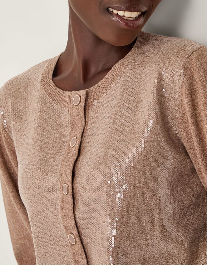 Simmi Sequin Cardigan, Natural (NATURAL), large