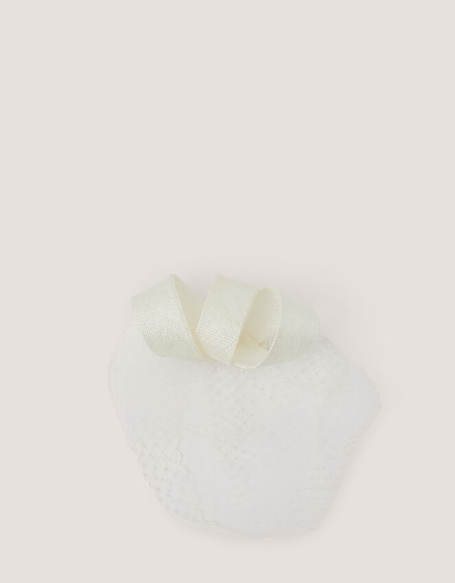 Alexia Twist Veil Fascinator Hair Slide, Ivory (IVORY), large