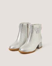 Metallic Butterfly Boots, Silver (SILVER), large