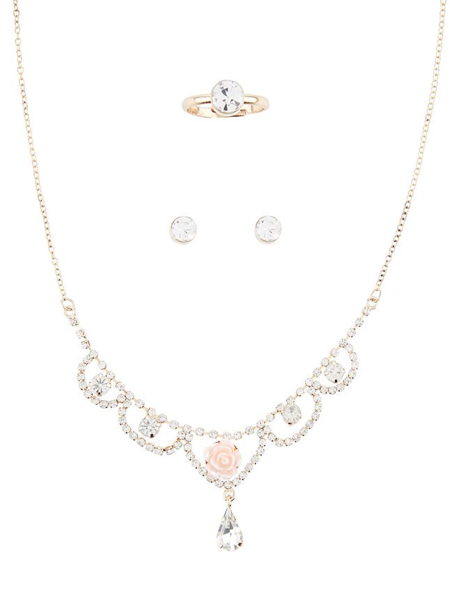 Rose Shine Diamante Jewellery Set , , large