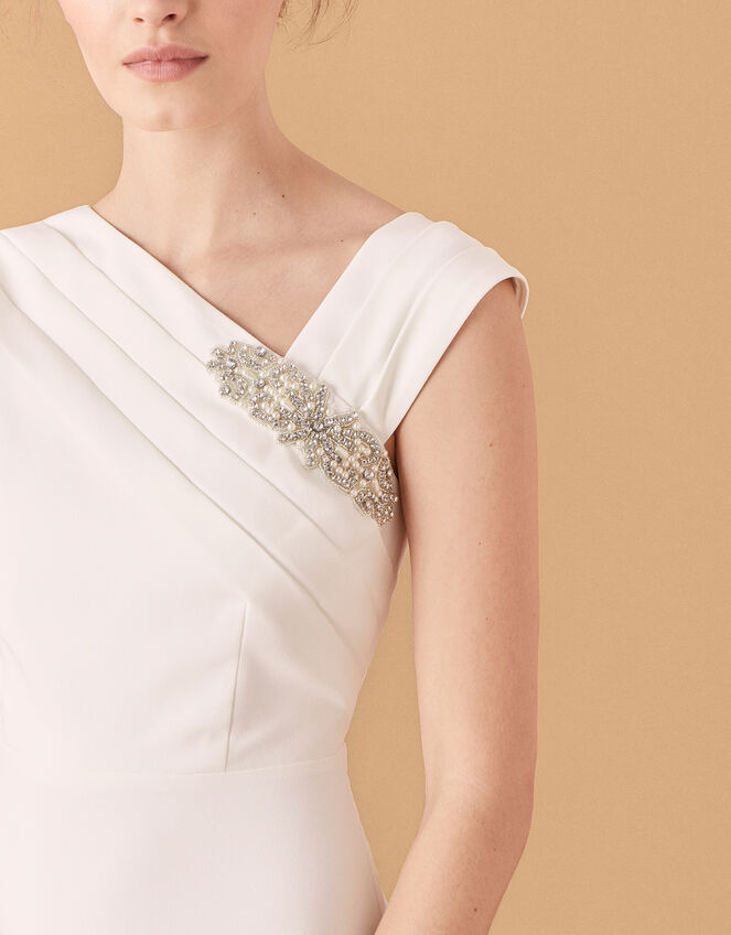 Tess Embellished Brooch Bridal Dress, Ivory (IVORY), large