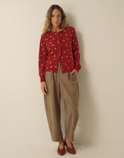 Fee Foil Bow Knit Cardigan, Red (BURGUNDY), large