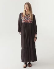 Maison Hotel Sasha Embroidered Tunic Maxi Dress, Black (BLACK), large