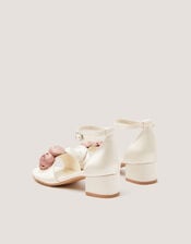 Rosette Satin Two Part Heels, Ivory (IVORY), large