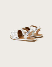 Leather Frill Sandals, Silver (SILVER), large