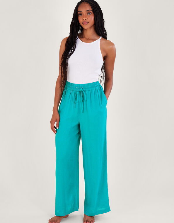 Vicki Plain Pants, Blue (TURQUOISE), large