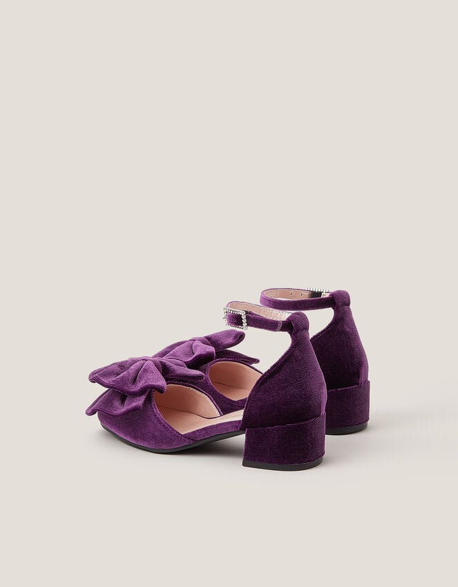 Velvet Bow Two-Part Heels, Purple (PURPLE), large