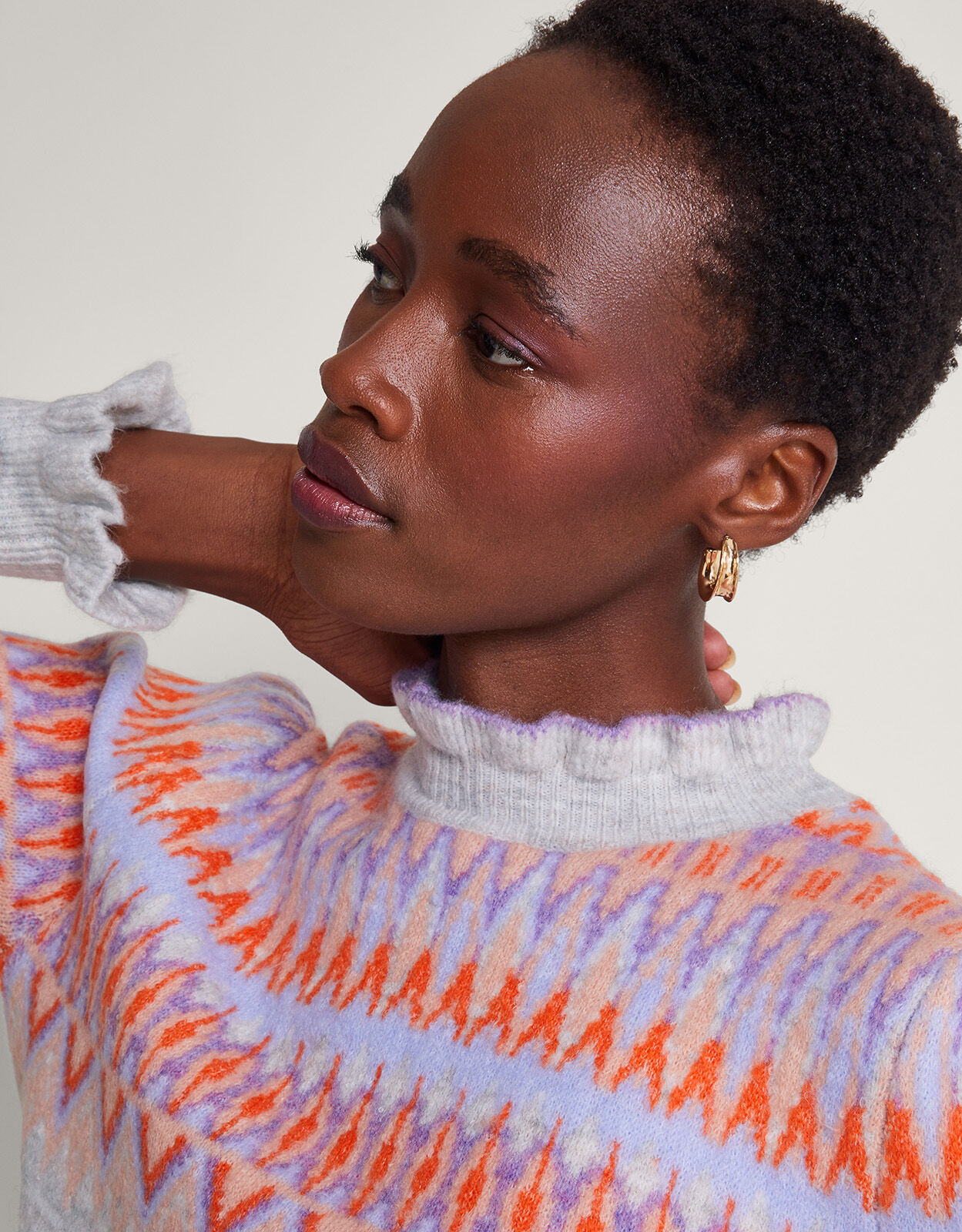 Frey Fair Isle Jumper Grey Knitwear Monsoon Global