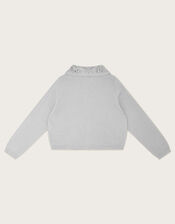Gem Collar Cardigan, Silver (SILVER), large