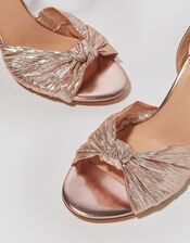Metallic Twist Front Heeled Sandals, Pink (PALE PINK), large