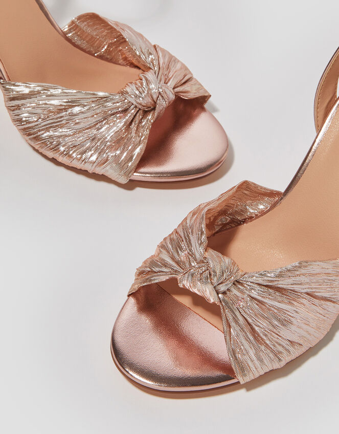 Metallic Twist Front Heeled Sandals, Pink (PALE PINK), large