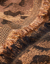 Leopard Metallic Scarf, , large