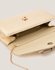 Sia Diamante Bow Clutch Bag, Gold (GOLD), large