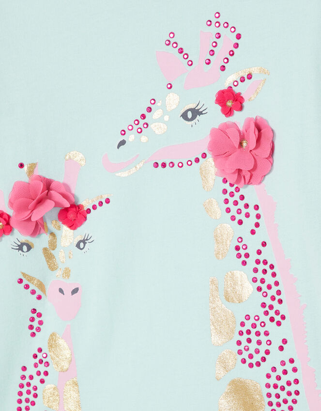 Gwyneth Giraffe Pyjama Set, Blue (AQUA), large