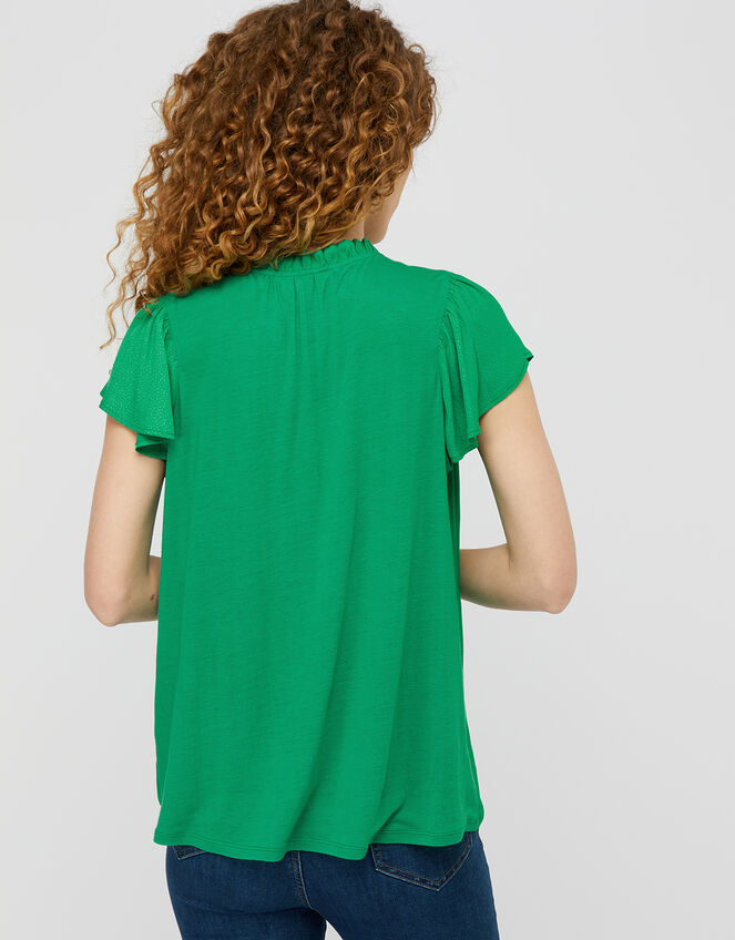 Woven Front Jersey Top, Green (GREEN), large