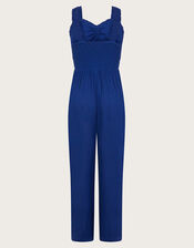 Sleeveless Crinkle Jumpsuit, Blue (BLUE), large