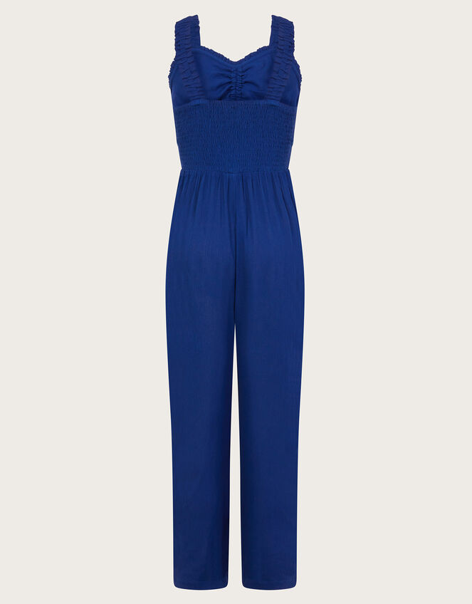Sleeveless Crinkle Jumpsuit, Blue (BLUE), large