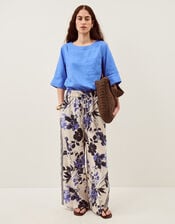 Ingrid Linen Top, Blue (BLUE), large