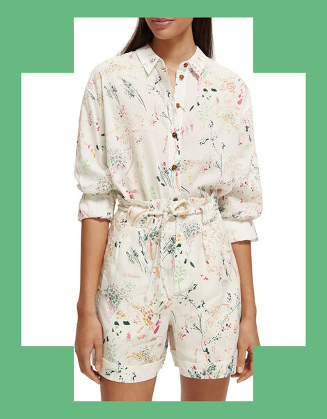 Scotch and Soda Printed Oversized Shirt, White (WHITE), large