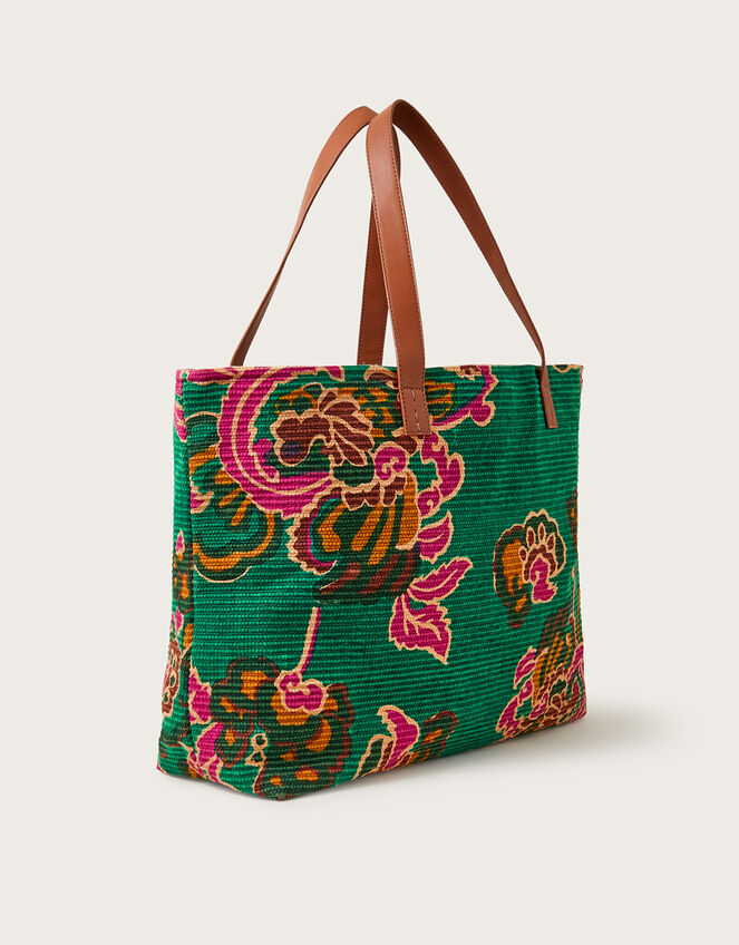 Printed Ribbed Beach Bag, , large