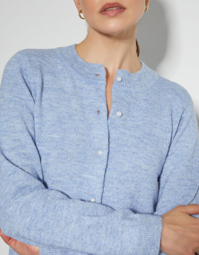 Lenny Pearl Button Cardigan, Blue (LIGHT BLUE), large