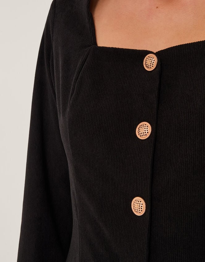 Shaw Corduroy Midi Dress, Black (BLACK), large