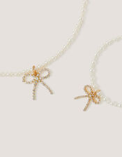 Bow Pearl Necklace & Bracelet Set, , large