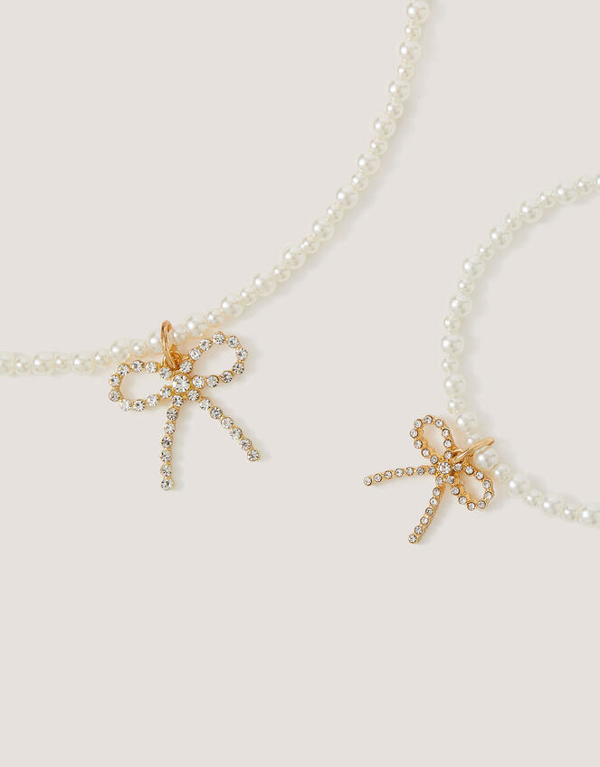 Bow Pearl Necklace & Bracelet Set, , large