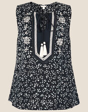 ARTISAN STUDIO Batik Print Top, Blue (NAVY), large