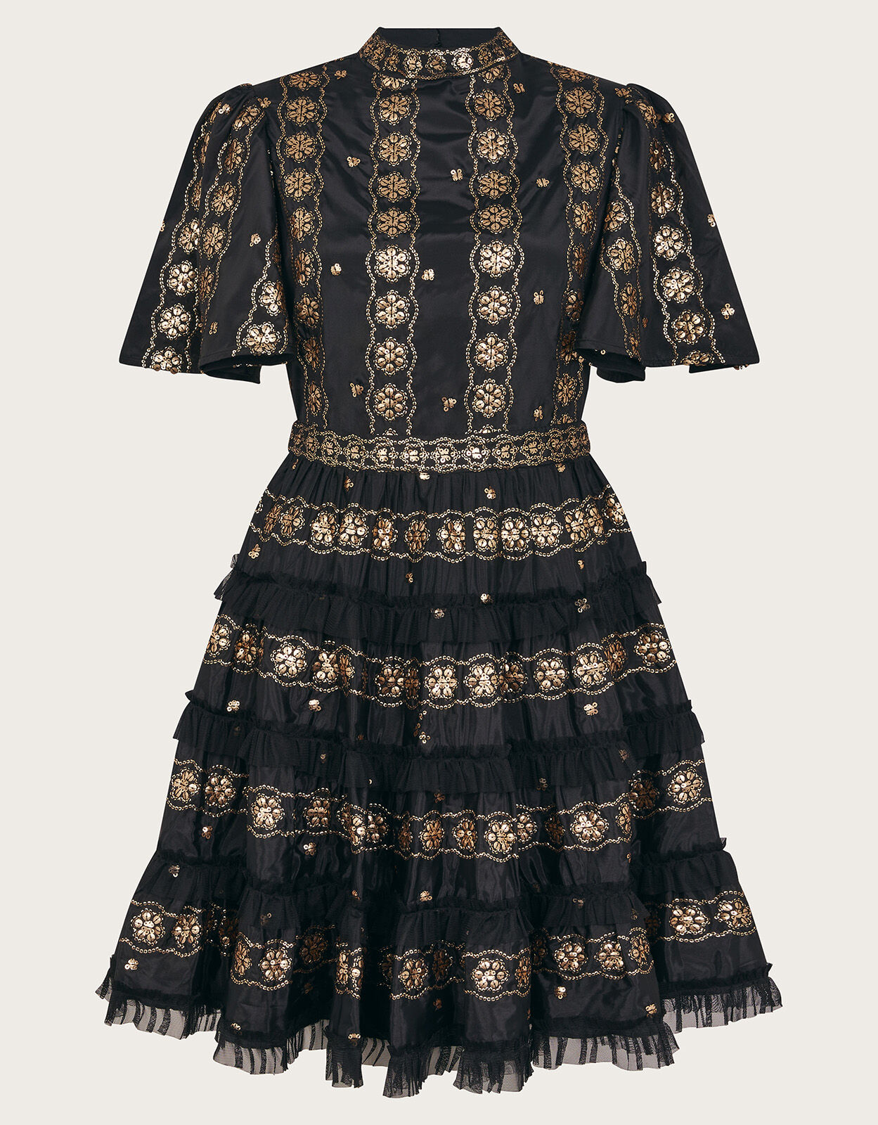Embellished ruffle dress new arrivals