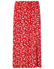 Natty Ditsy Floral Midi Skirt, Red (RED), large