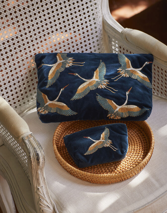 Elizabeth Scarlett Crane Velvet Coin Purse, , large