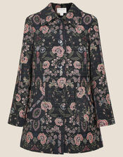 Jackie Floral Jacquard Coat, Black (BLACK), large