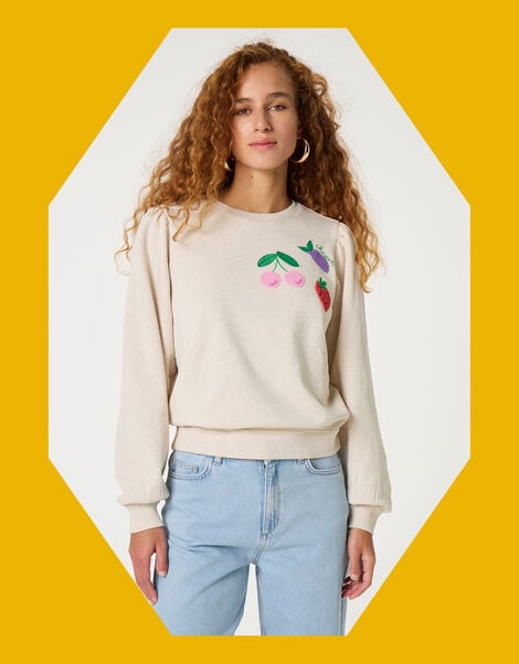 Fabienne Chapot Tina Embroidered Jumper, Camel (BEIGE), large