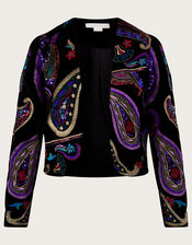 Philipne Velvet Embroidered Jacket	, Black (BLACK), large