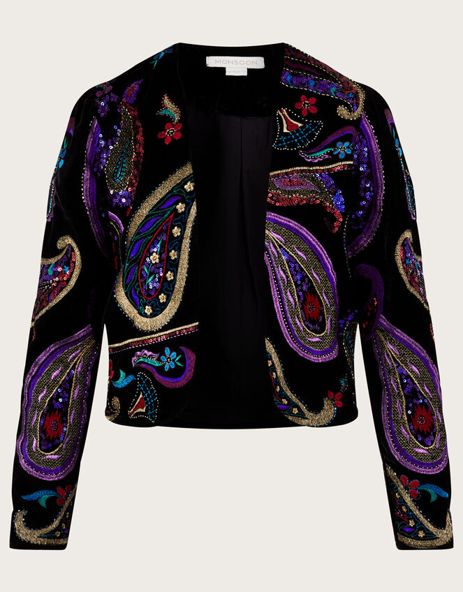 Philipne Velvet Embroidered Jacket , Black (BLACK), large