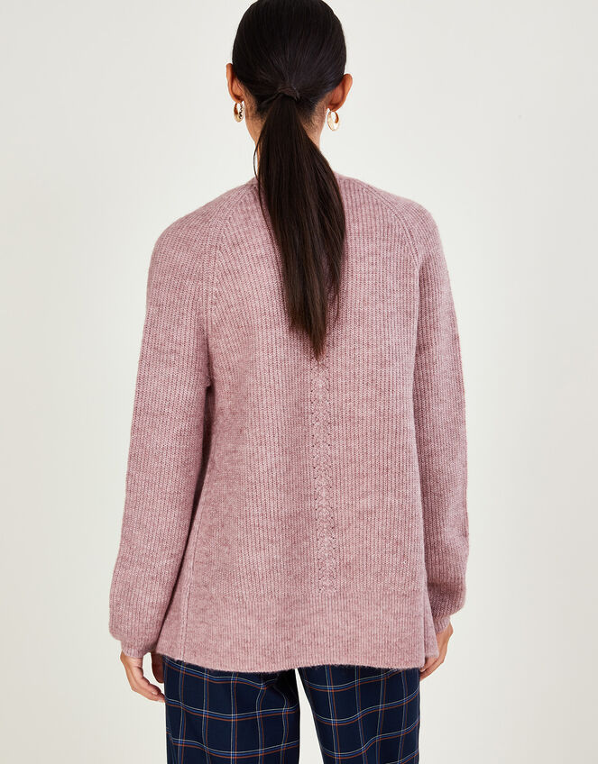 Super-Soft Ribbed Knit Cardigan, Nude (NUDE), large