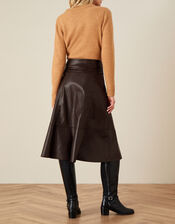Leather-Look Midi Skirt, Brown (CHOCOLATE), large