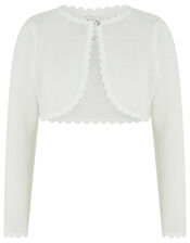 Niamh Sparkle Knitted Cardigan with Crystal Button, Ivory (IVORY), large