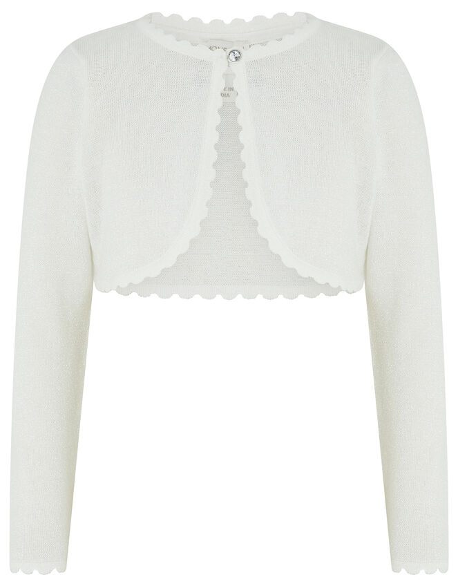 Niamh Sparkle Knitted Cardigan with Crystal Button, Ivory (IVORY), large
