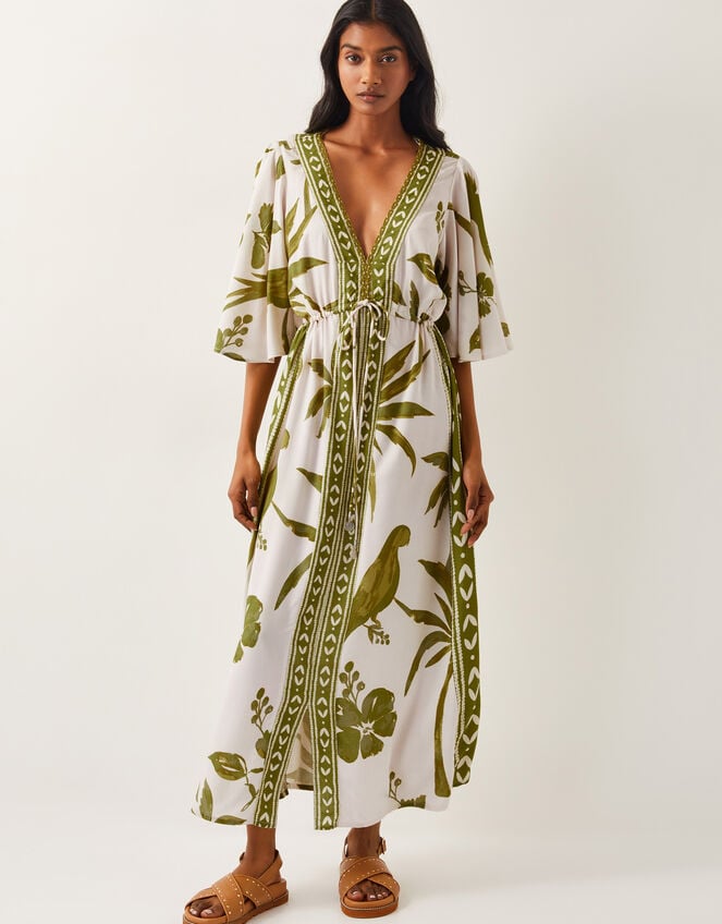 Isla Tropical Print Maxi Dress, Green (GREEN), large